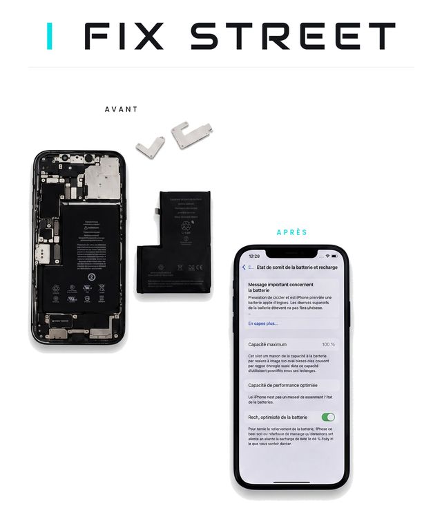Changement batterie iPhone avant / après - I Fix Street